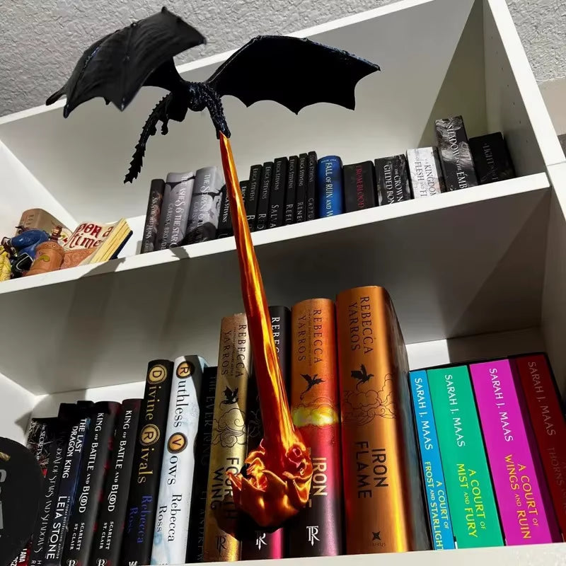 Dragon Flame Book Nook Decoration Creative Funny Spray Fire Dragon Bookshelf Ornament Halloween Birthday Gift Home Decoration